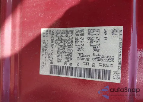 2019 Nissan Murano Platinum z USA, uszkodzony, nr VIN 5N1AZ2MS2KN156799